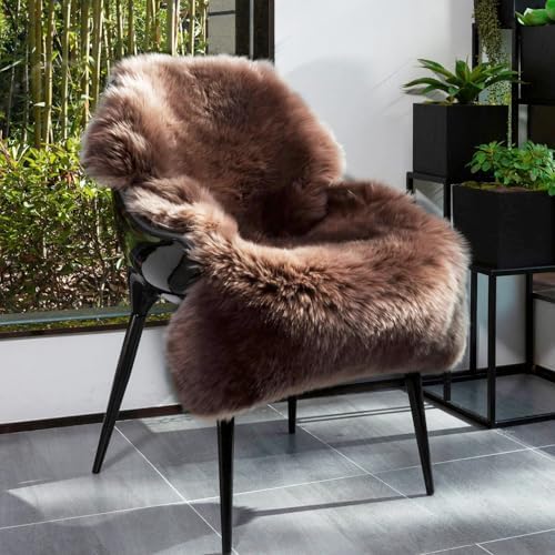 Genuine Real NZ Sheepskin Area Rug Fluffy Lambskin Fur Mushroom 2 x 3.2ft by Unknown