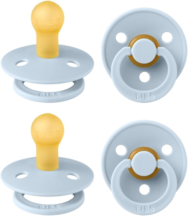 BIBS Colour Pacifier, 0-6 Months, Round Nipple, Baby Blue by BIBS