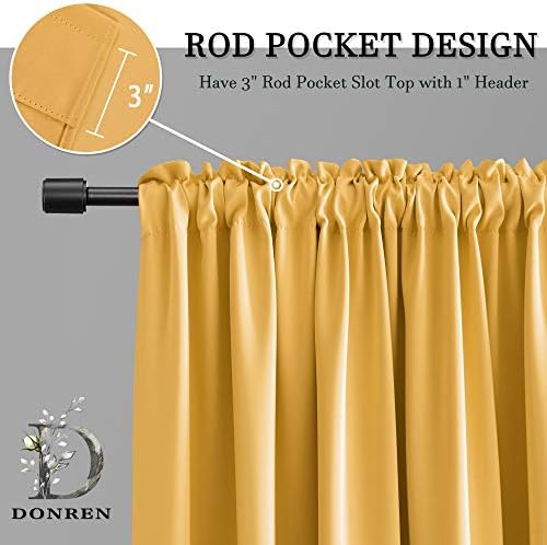 DONREN 2 Panels Gold Yellow Curtain Valances - Image 2