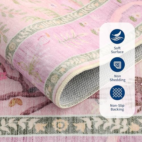 2x3 Washable Area Rug for Entryway Non Slip Safari Nursery Rug Purple Kids Room - Image 6