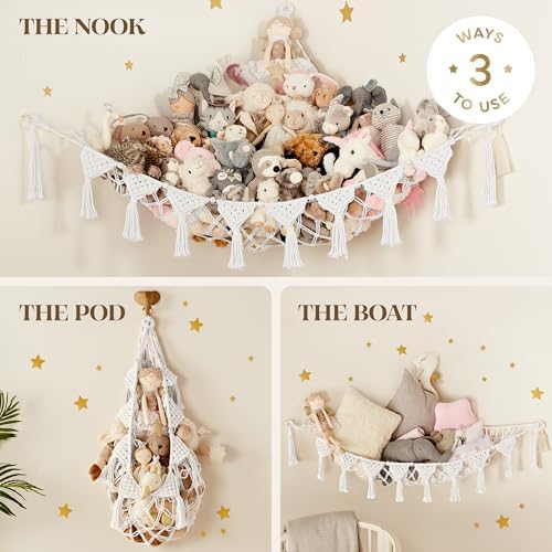 TIDYTEDS Snow White Macrame DreamLights Boho Stuffed Animal Storage Net and - Image 4