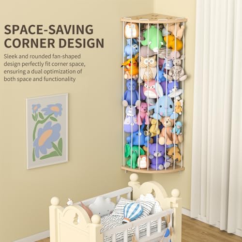 Jtksfcl Stuffed Animal Storage Wood Corner Plush Toys Holder - Image 3
