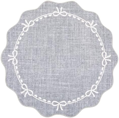 GarveeHome 6ft Round Rugs Washable Scalloped Bow Rug - Image 4