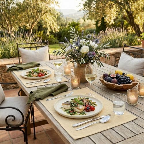Artoid Mode Khaki Placemats Set of 4, 12x18 Inch Fall Washable Holiday Table - Image 2