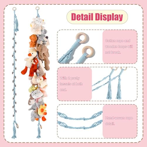 CERETIA 80" Stuffed Animal Organizer Chain, Corner Storage, Baby Blue - Image 7