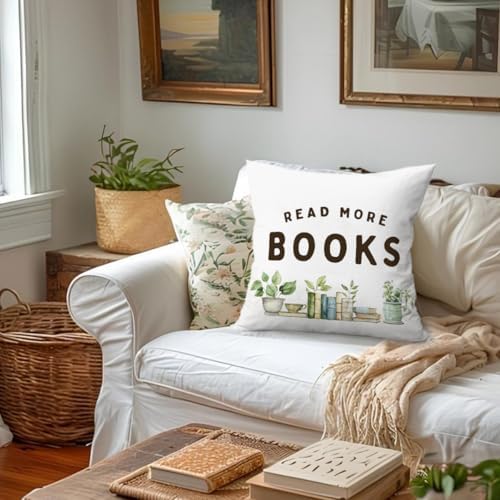 Kids Reading Pillow Covers 18x18, Classroom Decor, Read More Books Decorative - Image 4