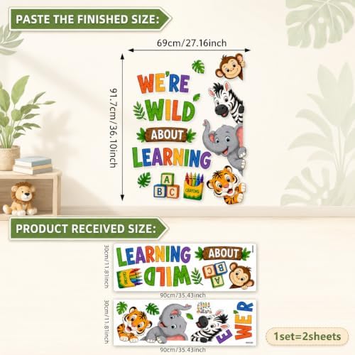 Animal Door Stickers PVC Jungle Animal Door Decals Tiger Elephant Giraffe Wild - Image 7