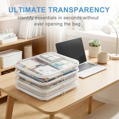 4 Pack Clear Hard Shell Zipper Case, Heavy Duty Travel Clothes Packing Cubes - Image 6