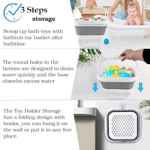 Bath Toy Storage Organizer, Foldable Bath Toy Holder - Image 6