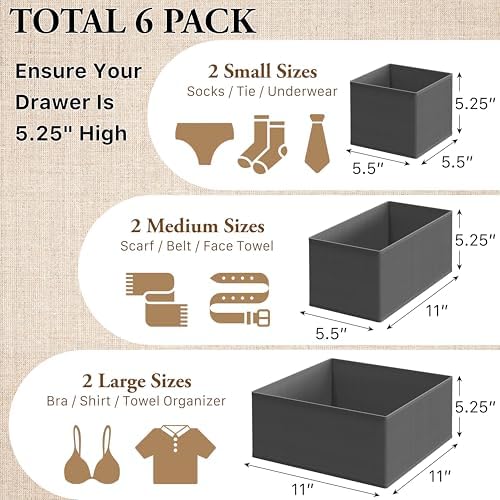 Simple Houseware Underwear Drawer Organizer, Dark Gray - Image 2