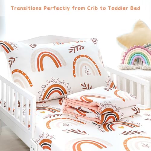 Pea Pod Muslin Toddler Bedding Set Rainbow 3-Piece - Image 4