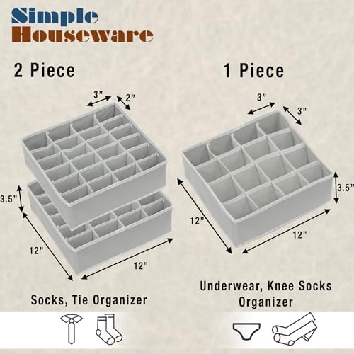 Simple Houseware Sock Drawer Organizer, 3 Pack - Image 2