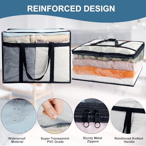 6Pack Clear Blanket Storage Bags, Vinyl Comforter Clothes Storage Closet - Image 6