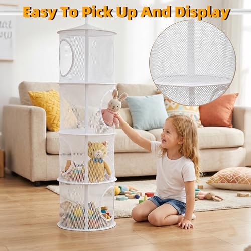 Hanging Stuffed Animal Storage Hammock Net 4 Tiers - Image 5