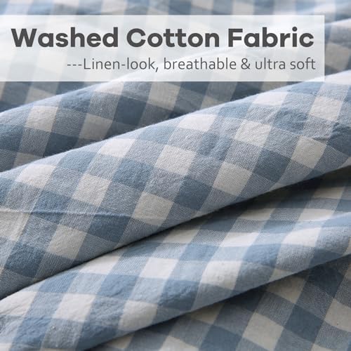 2 Pack Dust Blue Gingham Ruffle Pillow Shams King Size 20"x36" - Image 6