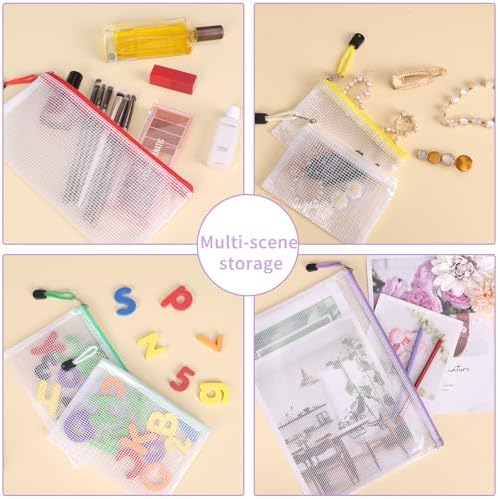 EOOUT 42pcs Mesh Zipper Pouch, 8 Sizes Waterproof Zipper Bags, 17 Colors - Image 4