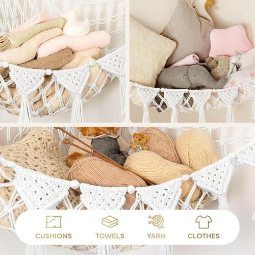 TIDYTEDS XL Stuffed Animal Hammock – Handcrafted Corner Net, 4mm Double Macrame - Image 6