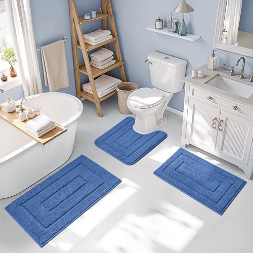 GRANNY SAYS Blue Bathroom Rugs Set 3 Piece, Soft Microfiber Bath Mats - Image 5