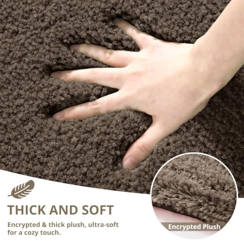 Polyester Bathroom Rug 17"x24" Brown, Non-Slip Soft Shaggy Bath Mat - Image 4