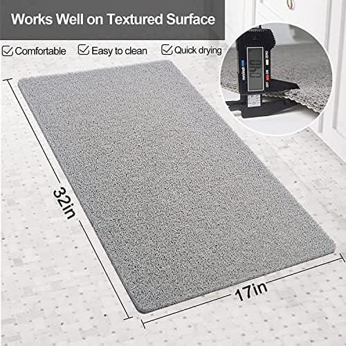 Shower Mat Non Slip Without Suction Cups, 32x17 Inch, PVC Loofah Bath Mat - Image 2