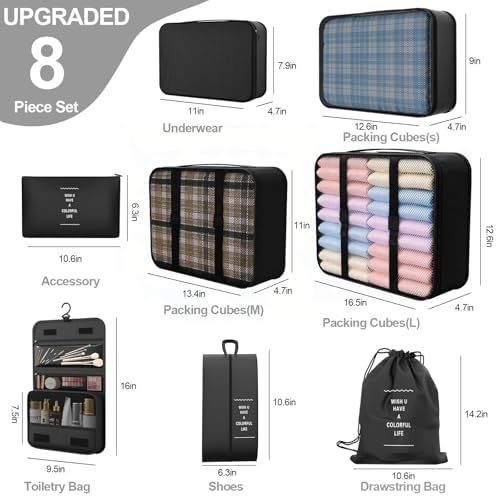 8 Set Packing Cubes for Travel, Suitcase Organizer Bags for Luggage - Image 2