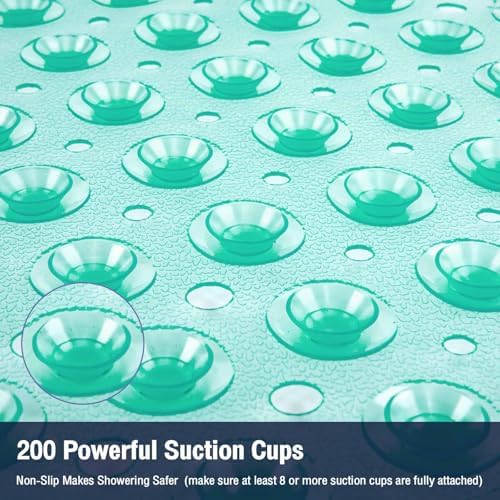 Extra Long Bathtub Mat Non Slip Bath Mat Clear Green 40"x16" Full - Image 5