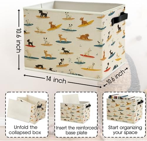 Funny Coastal Beach Surfing Dog Storage Bins Box - Image 6