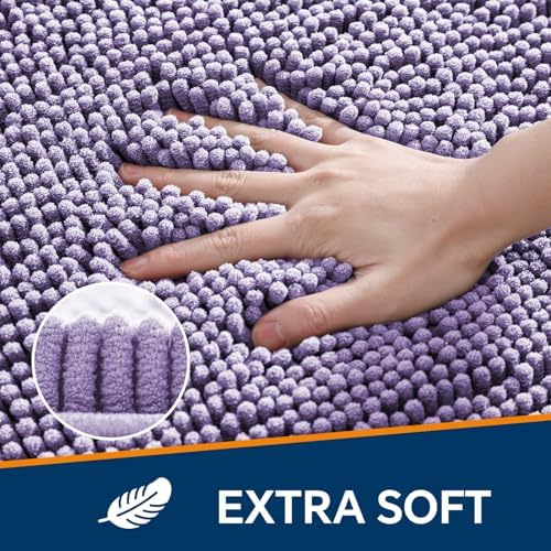 Chenille Bathroom Rug 40"x60" Lavender, Large Plush Bath Mat - Image 3