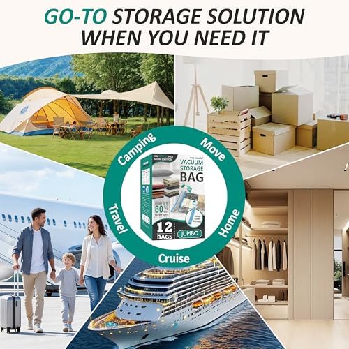 12 Jumbo Vacuum Storage Bags for Blankets & Bedding, Space Saver Bags - Image 7