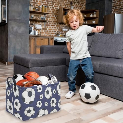FXOLCSHE Rectangular Easter Soccer Basket, Kid's toy storage box, Collapsible - Image 3