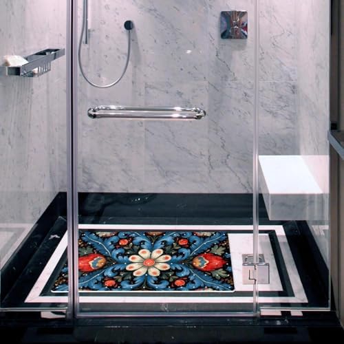 Bathtub Mat Non Slip 26.8x15.1In, Boho Floral Bath Mat - Image 4