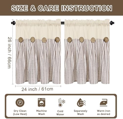 ASPMIZ Farmhouse Kitchen Curtains 24 Inch Length, 2 Panels - Image 6
