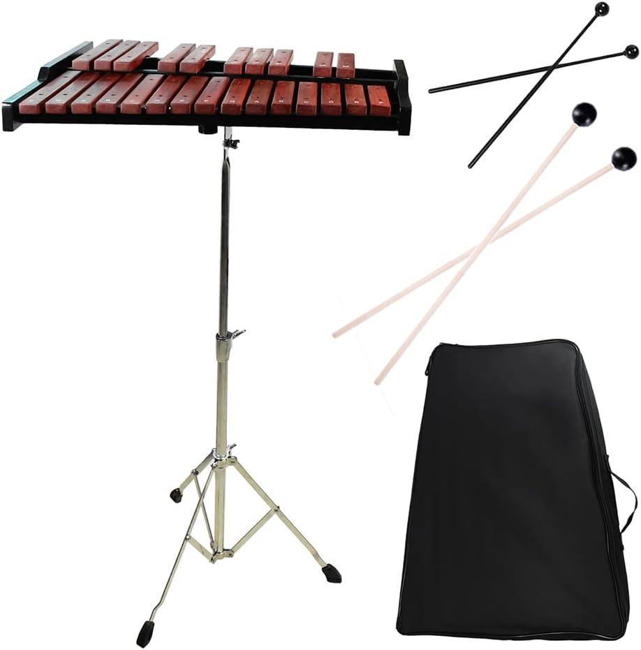 TNZMART 25 Note Xylophone Wooden Glockenspiel Xylophone with Mallet Professional Percussion Instrument (Xylophone with stand)