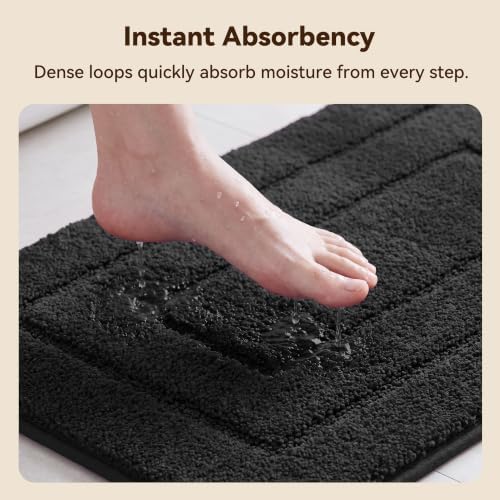 GRANNY SAYS Black Bathroom Rug 36" x 24", Non-Slip Microfiber Bath Mat - Image 3