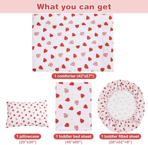 lasoftan Toddler Bedding Set, 4 Piece Bed-in-a-Bag Toddler Bed Comforter Sets - Image 4