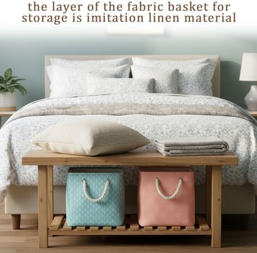 6 Pack Boho Rainbow Storage Bins, 11 Inch Cube Fabric Storage Basket - Image 5