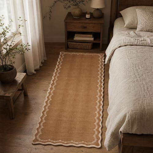 GarveeHome 2x6 Scalloped Washable Runner Rug Non Slip Hallway Kitchen Rug - Image 3