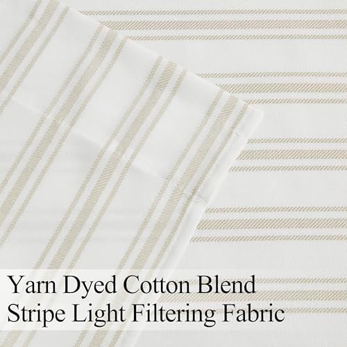 ZJDECOR Beige Striped Semi Sheer Kitchen Curtain Valances - Image 5