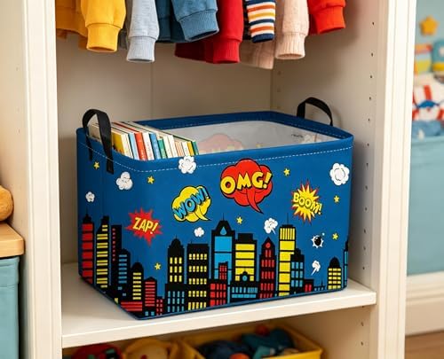 Sanjiaofeng Rectangular Blue City Hero Skyline Basket, Baby Storage Bins - Image 2