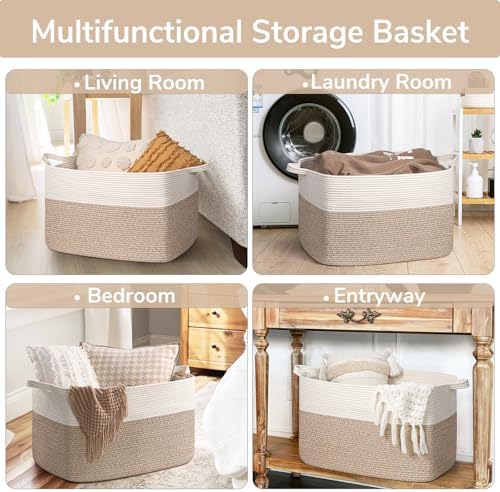 Goodpick 85L Large Woven Rope Blanket Basket - Image 4