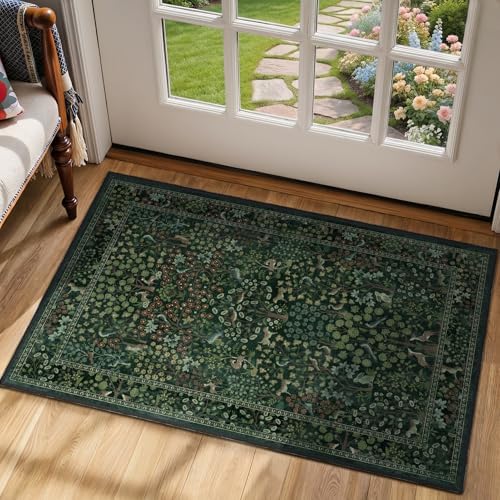 Whimsical Dark Green 2x3 Entry Rugs by Jainmy