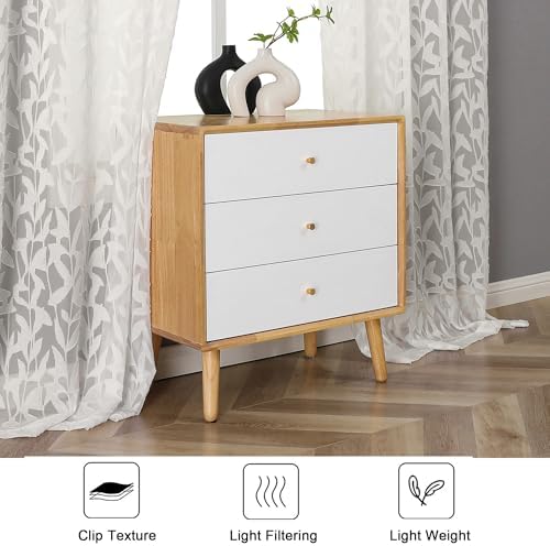 Lecloud Leia Ivory Sheer Curtains 120 Inches Long 2 Panels, Jacquard Textured - Image 7