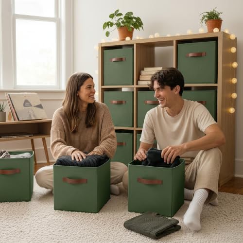 GRANNY SAYS 11 Inch Cube Storage Bins, Cube Organizer, Olive Green - Image 6