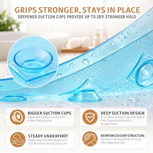 Yimobra Bathtub Mat Non Slip, Long Anti Slip Bath Tub Mat - Image 3