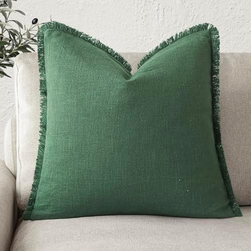 Foindtower Decorative Linen Fringe Throw Pillow Covers Cozy Boho Farmhouse by Foindtower
