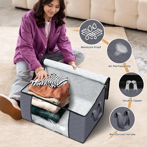 Fab totes 6 Pack Storage Bags for Clothes Blanket Storage Bins - Image 4