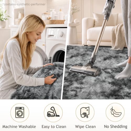Ophanie Tie-Dyed Grey Area Rugs - Image 6