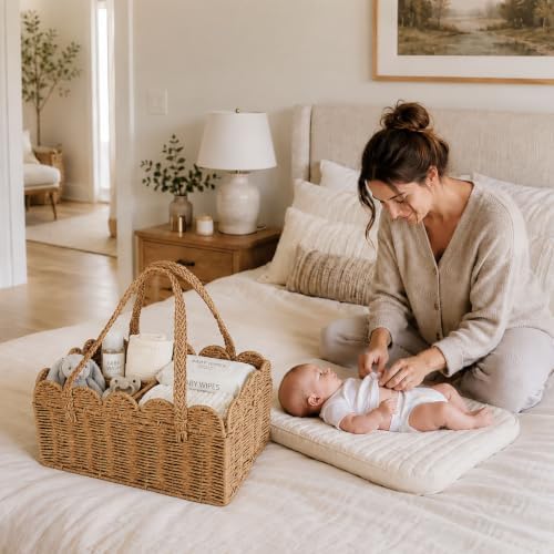 Diaper Caddy Organizer, Paper Rope Storage Baskets Nursery Bin - Image 4