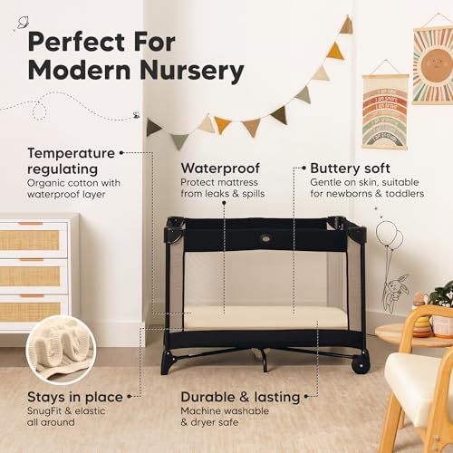 2 Pack and Play Sheets, Waterproof Mini Crib Sheet Fitted 38x26 - Image 5