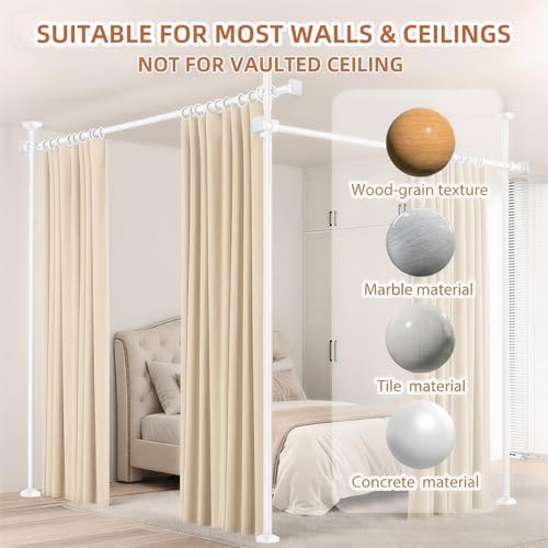 Room Divider No Drilling Curtain Rod Wall Divider - Image 4